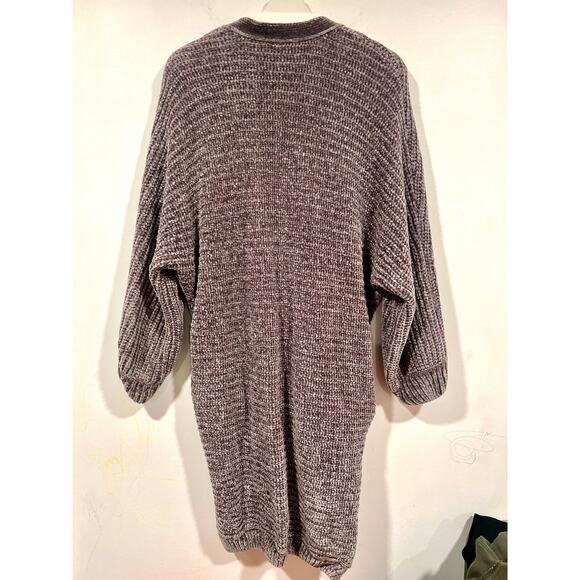 Chenille Oversized Long Button Front Cardigan with Pockets Cozy Casual Small - Picture 4 of 6